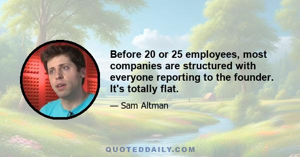 Before 20 or 25 employees, most companies are structured with everyone reporting to the founder. It's totally flat.