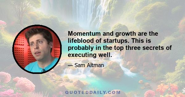 Momentum and growth are the lifeblood of startups. This is probably in the top three secrets of executing well.