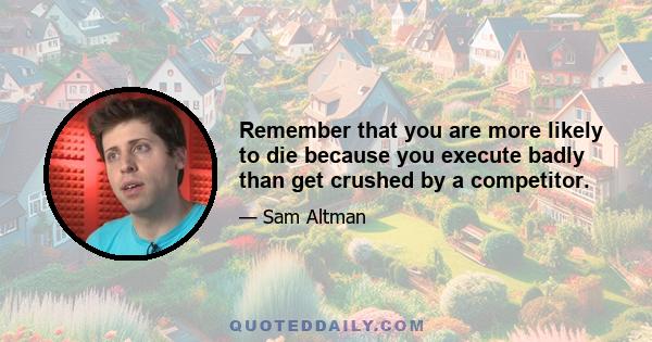 Remember that you are more likely to die because you execute badly than get crushed by a competitor.