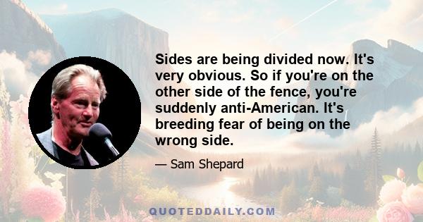 Sides are being divided now. It's very obvious. So if you're on the other side of the fence, you're suddenly anti-American. It's breeding fear of being on the wrong side.