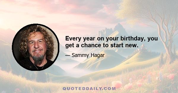 Every year on your birthday, you get a chance to start new.