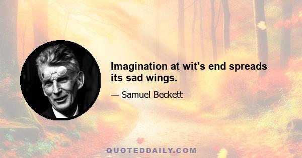 Imagination at wit's end spreads its sad wings.