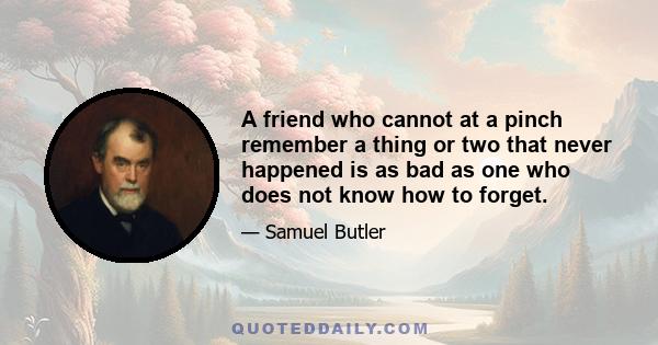 A friend who cannot at a pinch remember a thing or two that never happened is as bad as one who does not know how to forget.