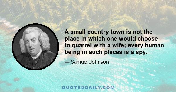 A small country town is not the place in which one would choose to quarrel with a wife; every human being in such places is a spy.