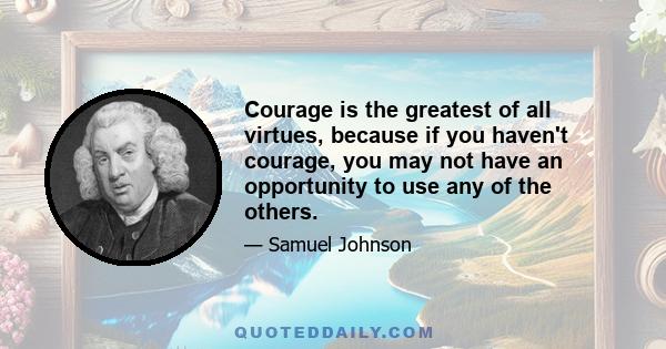 Courage is the greatest of all virtues, because if you haven't courage, you may not have an opportunity to use any of the others.