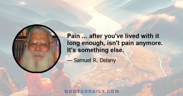 Pain ... after you've lived with it long enough, isn't pain anymore. It's something else.