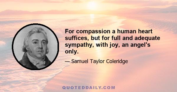 For compassion a human heart suffices, but for full and adequate sympathy, with joy, an angel's only.