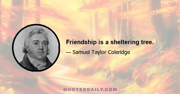 Friendship is a sheltering tree.