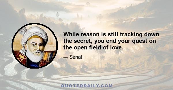 While reason is still tracking down the secret, you end your quest on the open field of love.