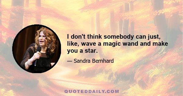 I don't think somebody can just, like, wave a magic wand and make you a star.