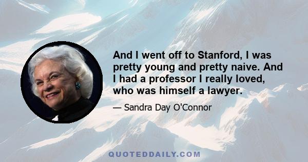 And I went off to Stanford, I was pretty young and pretty naive. And I had a professor I really loved, who was himself a lawyer.