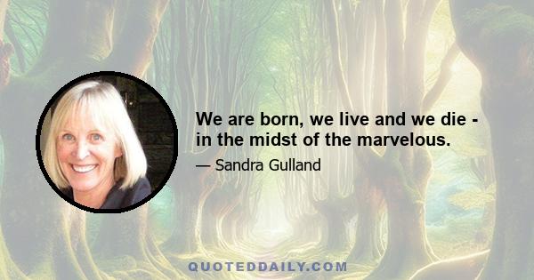 We are born, we live and we die - in the midst of the marvelous.