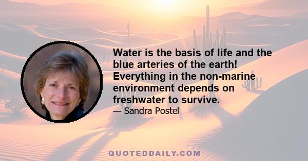 Water is the basis of life and the blue arteries of the earth! Everything in the non-marine environment depends on freshwater to survive.