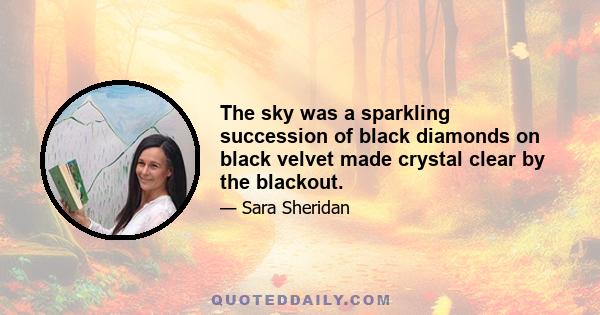 The sky was a sparkling succession of black diamonds on black velvet made crystal clear by the blackout.