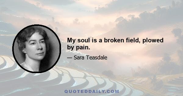 My soul is a broken field, plowed by pain.