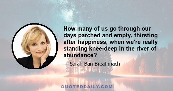 How many of us go through our days parched and empty, thirsting after happiness, when we're really standing knee-deep in the river of abundance?