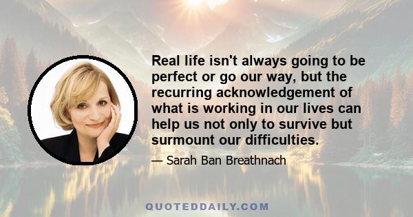 Real life isn't always going to be perfect or go our way, but the recurring acknowledgement of what is working in our lives can help us not only to survive but surmount our difficulties.