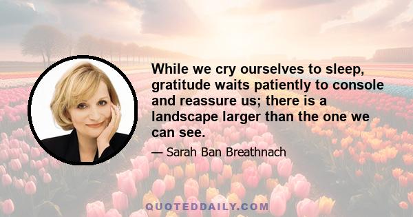 While we cry ourselves to sleep, gratitude waits patiently to console and reassure us; there is a landscape larger than the one we can see.