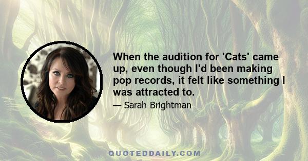 When the audition for 'Cats' came up, even though I'd been making pop records, it felt like something I was attracted to.