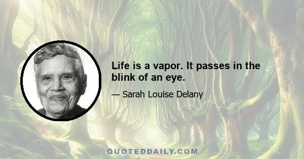 Life is a vapor. It passes in the blink of an eye.