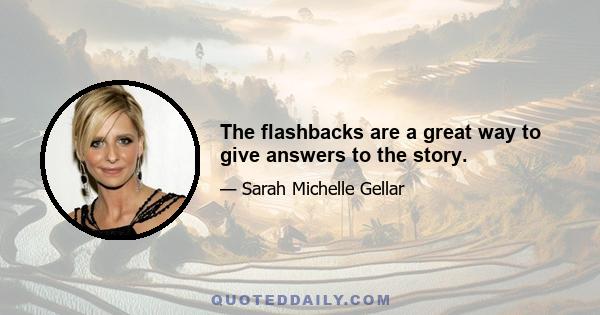 The flashbacks are a great way to give answers to the story.