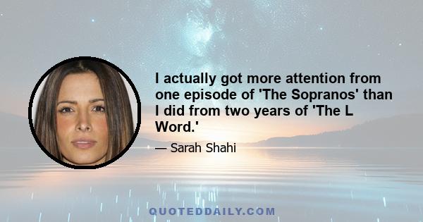 I actually got more attention from one episode of 'The Sopranos' than I did from two years of 'The L Word.'