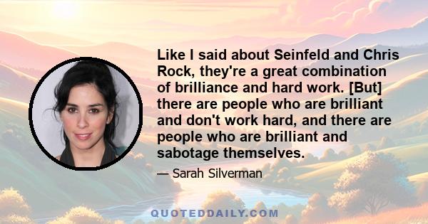 Like I said about Seinfeld and Chris Rock, they're a great combination of brilliance and hard work. [But] there are people who are brilliant and don't work hard, and there are people who are brilliant and sabotage