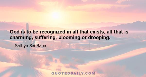 God is to be recognized in all that exists, all that is charming, suffering, blooming or drooping.