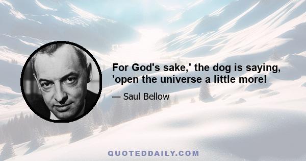 For God's sake,' the dog is saying, 'open the universe a little more!