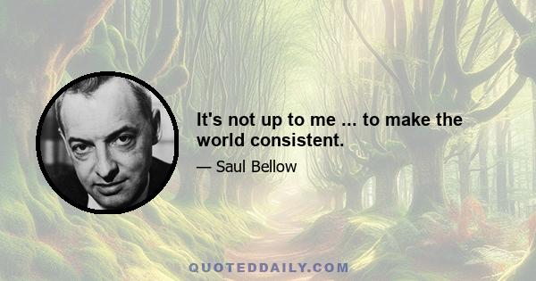 It's not up to me ... to make the world consistent.