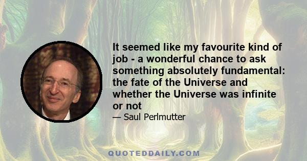 It seemed like my favourite kind of job - a wonderful chance to ask something absolutely fundamental: the fate of the Universe and whether the Universe was infinite or not