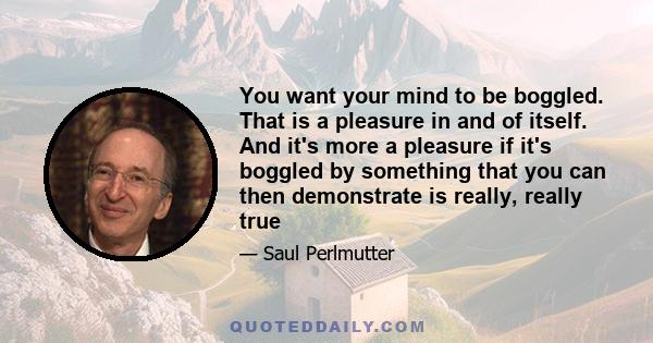 You want your mind to be boggled. That is a pleasure in and of itself. And it's more a pleasure if it's boggled by something that you can then demonstrate is really, really true