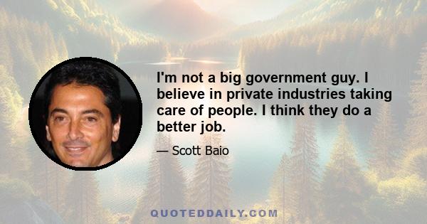 I'm not a big government guy. I believe in private industries taking care of people. I think they do a better job.