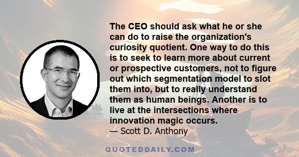 The CEO should ask what he or she can do to raise the organization's curiosity quotient. One way to do this is to seek to learn more about current or prospective customers, not to figure out which segmentation model to