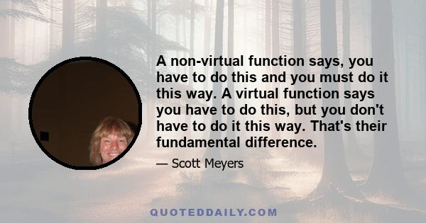 A non-virtual function says, you have to do this and you must do it this way. A virtual function says you have to do this, but you don't have to do it this way. That's their fundamental difference.