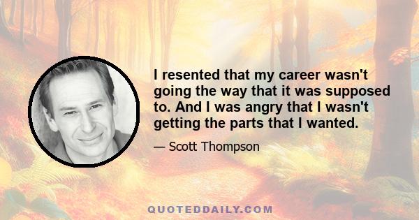 I resented that my career wasn't going the way that it was supposed to. And I was angry that I wasn't getting the parts that I wanted.