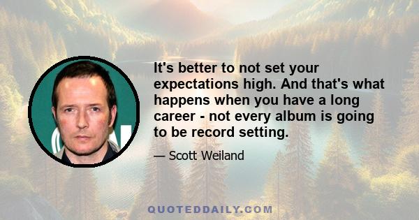 It's better to not set your expectations high. And that's what happens when you have a long career - not every album is going to be record setting.