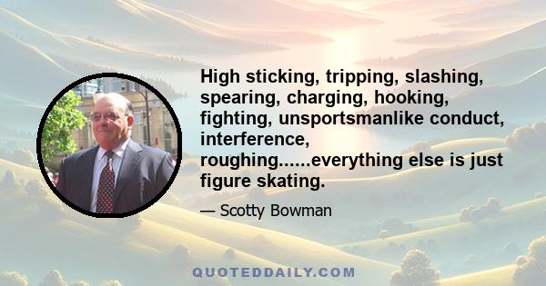 High sticking, tripping, slashing, spearing, charging, hooking, fighting, unsportsmanlike conduct, interference, roughing......everything else is just figure skating.