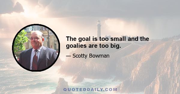 The goal is too small and the goalies are too big.