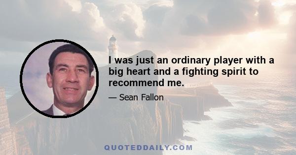 I was just an ordinary player with a big heart and a fighting spirit to recommend me.