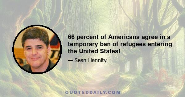 66 percent of Americans agree in a temporary ban of refugees entering the United States!