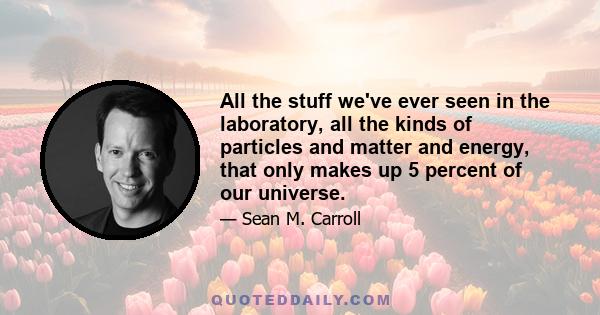 All the stuff we've ever seen in the laboratory, all the kinds of particles and matter and energy, that only makes up 5 percent of our universe.