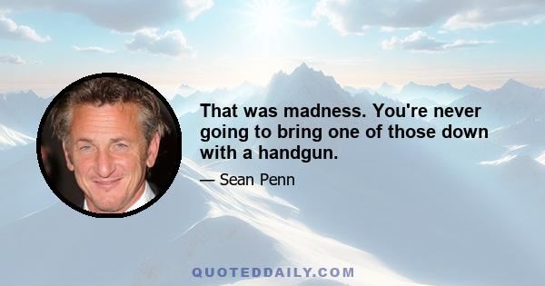 That was madness. You're never going to bring one of those down with a handgun.