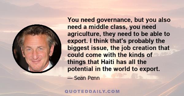 You need governance, but you also need a middle class, you need agriculture, they need to be able to export. I think that's probably the biggest issue, the job creation that could come with the kinds of things that