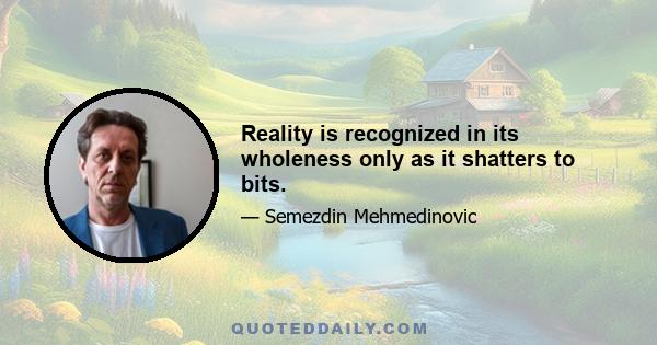 Reality is recognized in its wholeness only as it shatters to bits.