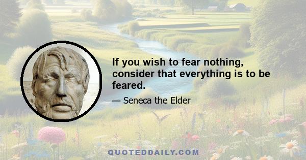 If you wish to fear nothing, consider that everything is to be feared.