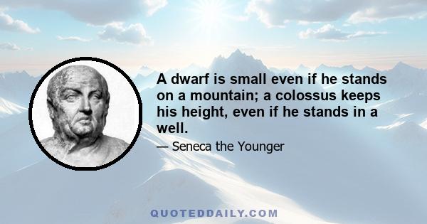 A dwarf is small even if he stands on a mountain; a colossus keeps his height, even if he stands in a well.