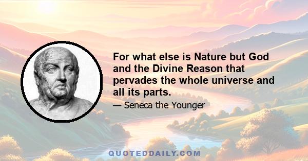 For what else is Nature but God and the Divine Reason that pervades the whole universe and all its parts.