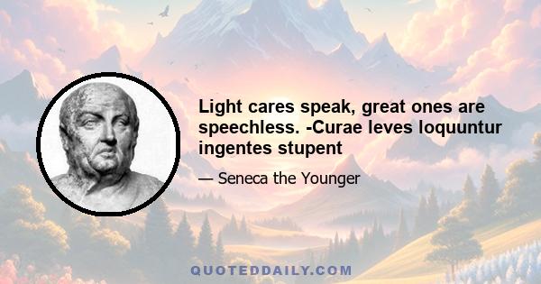 Light cares speak, great ones are speechless. -Curae leves loquuntur ingentes stupent