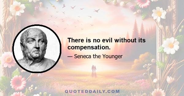 There is no evil without its compensation.